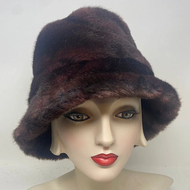 bucket hats for keeping it cool on summer outings-Bucket hat in plum faux fur