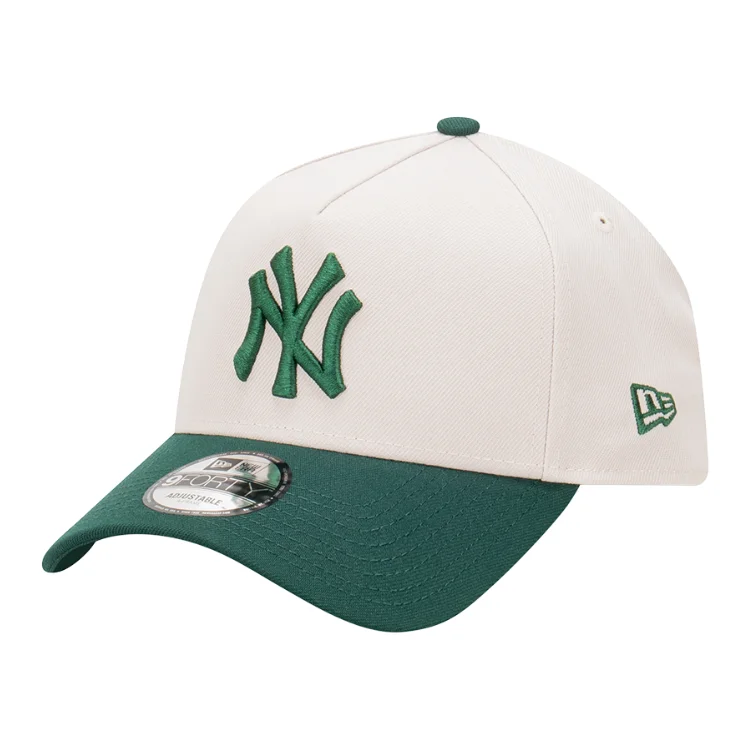 Beanies & Headbands for Icy Nights-New Era New York Yankees 9FORTY A Frame Cap - Stone/Dark Green