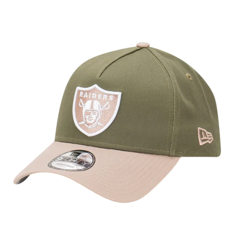 Beanies & Headbands with Throwback Style-New Era Las Vegas Raiders 9FORTY A Frame Cap - New Olive/Ash Brown