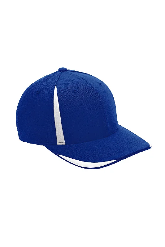 Mens hats with refined designs-Team 365 Mens Moisture Wicking Stretch Fit Hat - Royal Blue/White