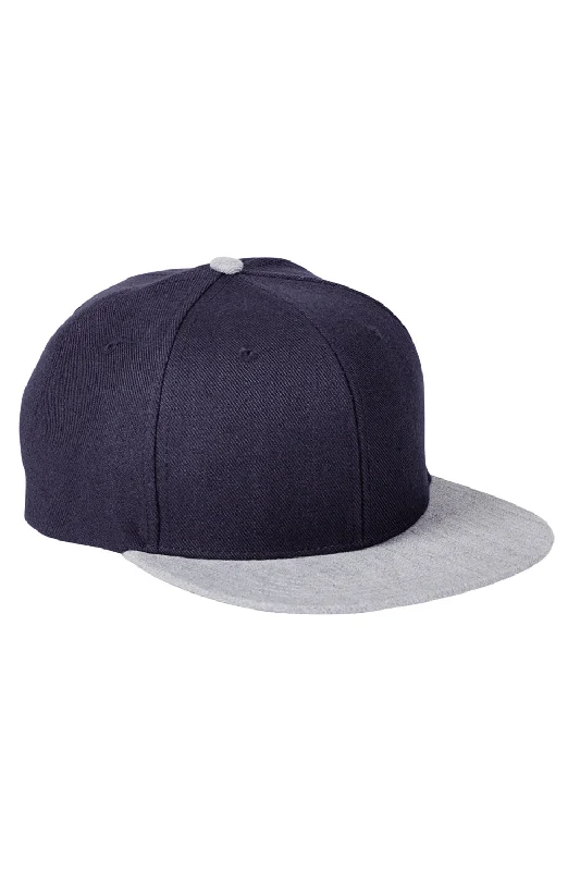 Mens hats with neutral tones-Big Accessories Mens Adjustable Hat - Navy Blue/Heather Grey