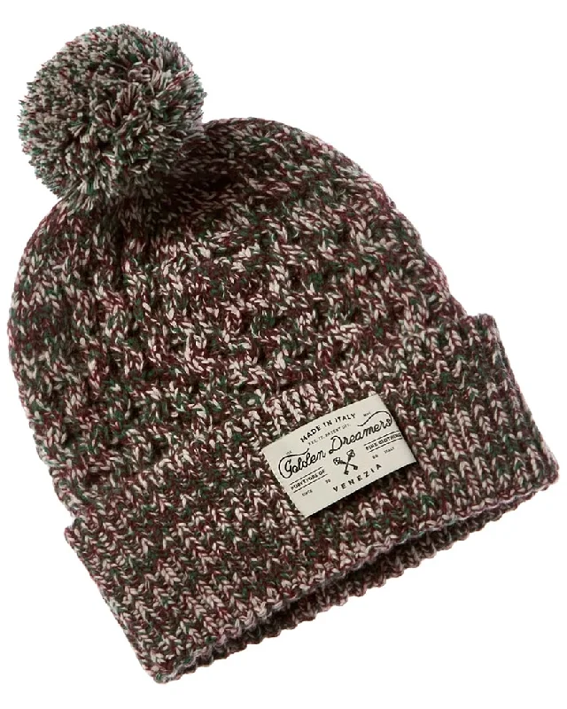 Wool hats for fashionable cold weather gear-Golden Goose Pompom Wool-Blend Beanie