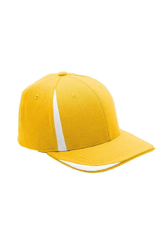 Mens hats for restful nights-Team 365 Mens Moisture Wicking Stretch Fit Hat - Athletic Gold/White