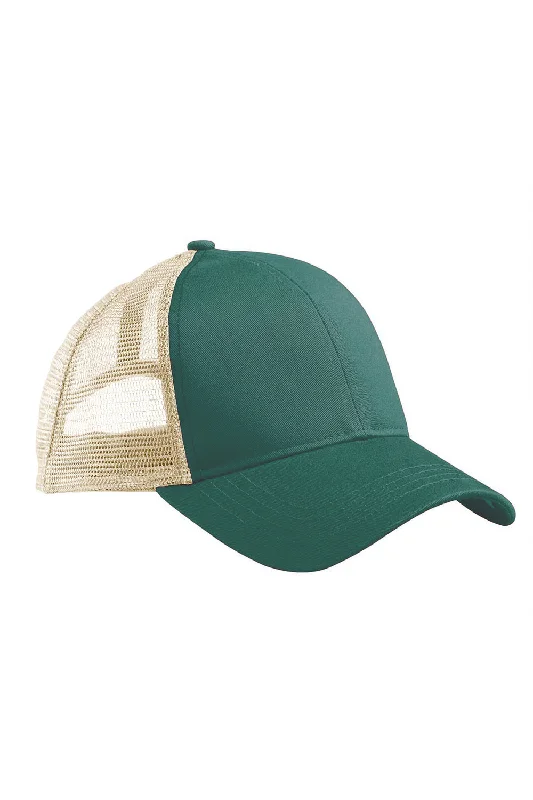 Mens hats for travel days-Econscious Mens Adjustable Trucker Hat - Emerald Forest Green/Oyster