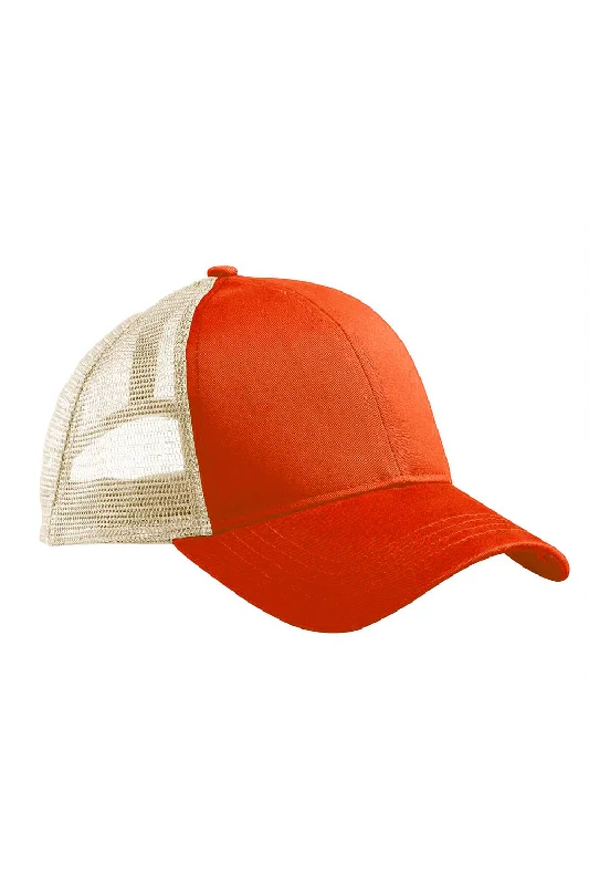 Mens hats for cold climates-Econscious Mens Adjustable Trucker Hat - Orange Poppy/Oyster