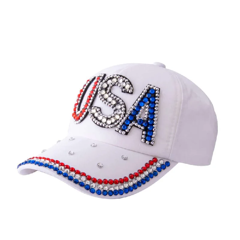 Beanies & Headbands with Fun Shapes-Rhinestone Bling USA Hat