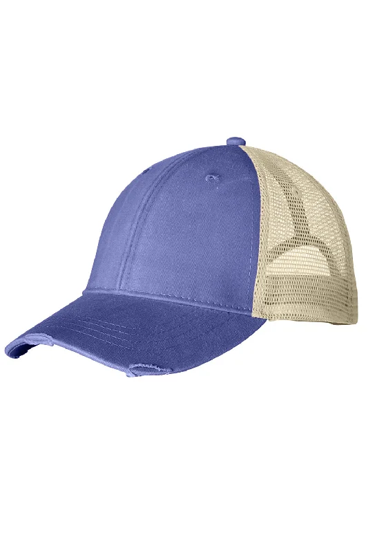 Mens hats for brisk strolls-Adams Mens Distressed Ollie Adjustable Trucker Hat - Purple/Tan