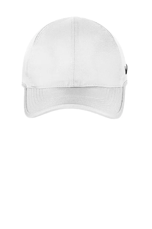 Mens hats with dynamic patterns-Nike Mens Dri-Fit Moisture Wicking Featherlight Adjustable Hat - White