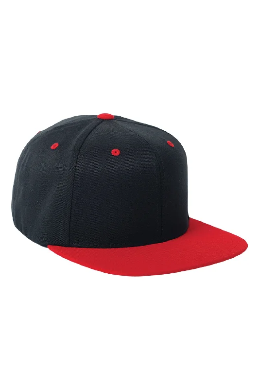 Mens hats with velvety feel-Flexfit Mens Adjustable Hat - Black/Red