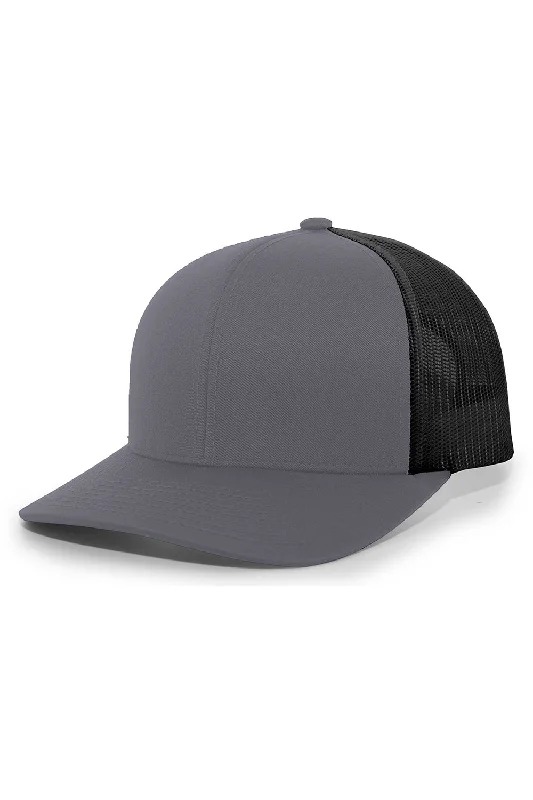 Mens hats for petite sizes-Pacific Headwear Mens Snapback Trucker Mesh Hat - Graphite Grey/Black