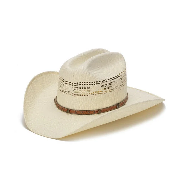 Beanies & Headbands for Sprint Sports-Stampede Hats - 50X Bangora Straw Western Hat with Studded Leather Trim