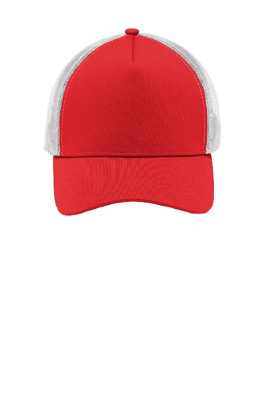 Mens hats for casual workouts-Sport-Tek Mens Adjustable Trucker Hat - True Red/White