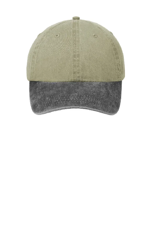 Mens hats for restful nights-Port & Company Mens Adjustable Hat - Khaki/Charcoal Grey