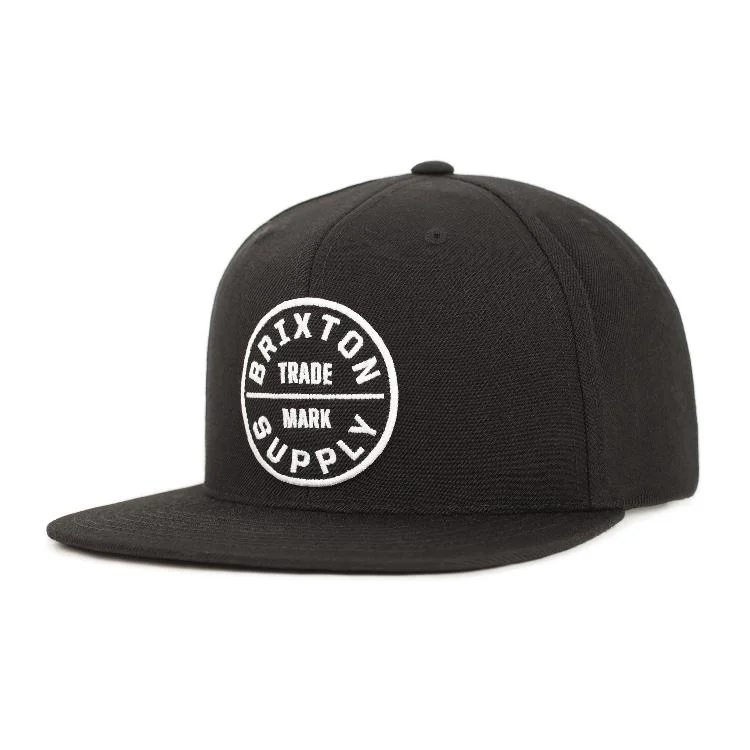 Beanies & Headbands with Bold Stripes-Brixton Oath III Snapback - Solid Black