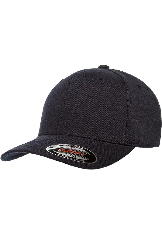 Mens hats with cozy padding-Flexfit Mens Moisture Wicking Stretch Fit Hat - Dark Navy Blue