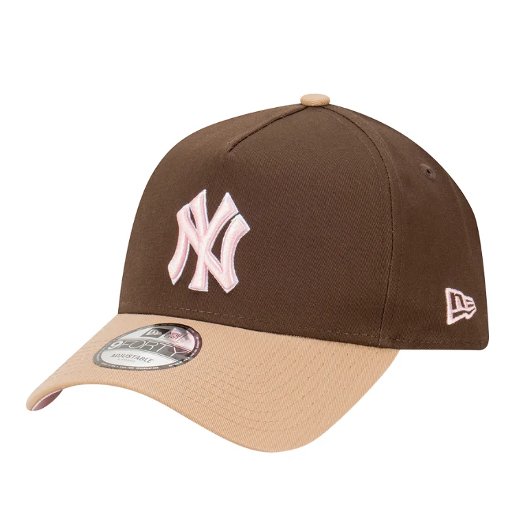 Beanies & Headbands with Silky Texture-New Era New York Yankees 9FORTY A Frame Cap - Walnut/Camel/Pink