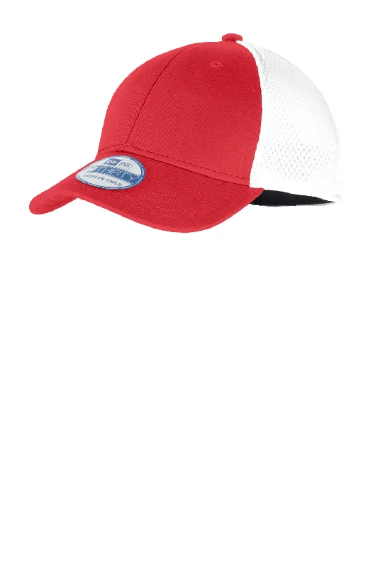 Mens hats with sweat-proof fabric-New Era Mens Stretch Mesh Hat - Scarlet Red/White