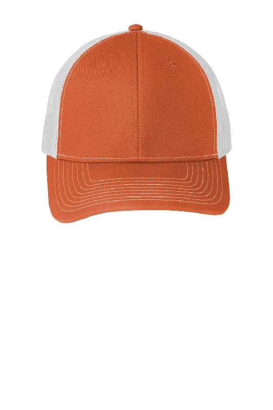 Mens hats for stylish outfits-Port Authority Mens Adjustable Trucker Hat - Texas Orange/White