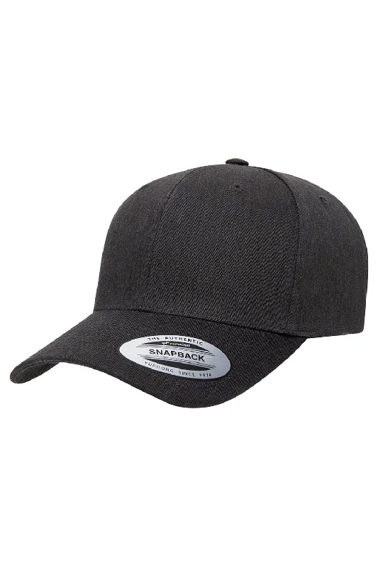 Mens hats with moisture-wicking fabric-Yupoong Mens CVC Twill Snapback Hat - Heather Dark Grey