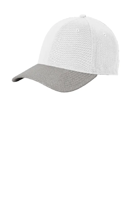 Mens hats for polished outfits-New Era Mens Moisture Wicking Striped Stretch Fit Hat - White/Grey