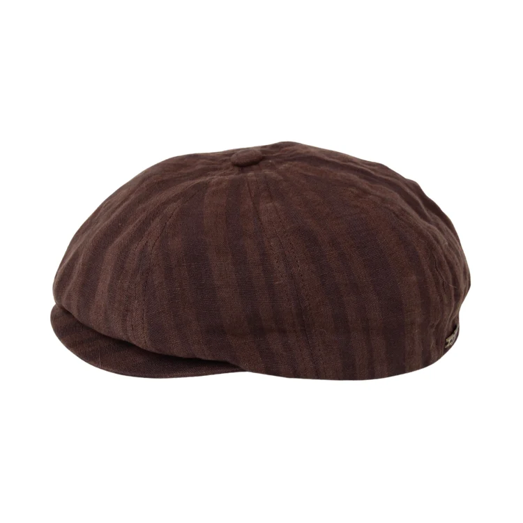 Beanies & Headbands for Chilly Nights-Mossant Paris Louis Linen Newsboy Cap - Dark Brown