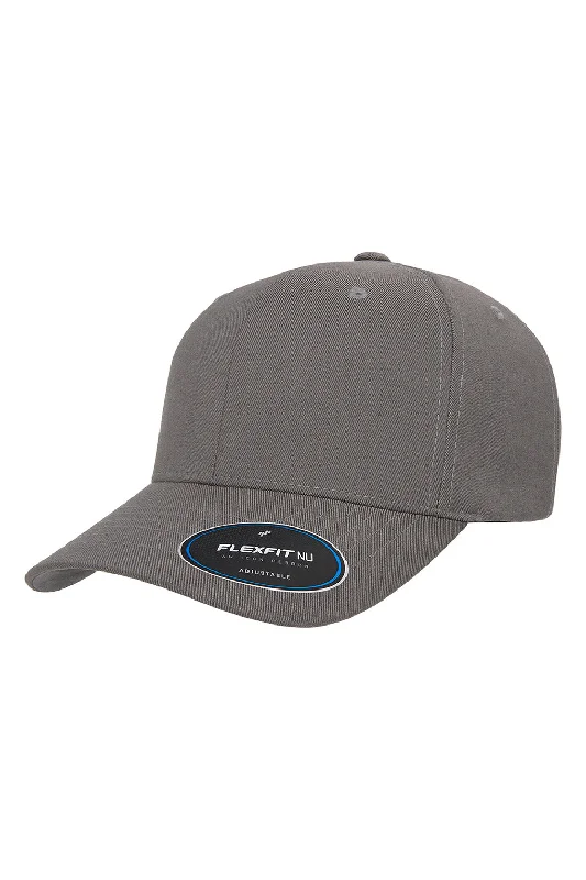 Mens hats for work-Yupoong Mens Nu Moisture Wicking Adjustable Hat - Grey