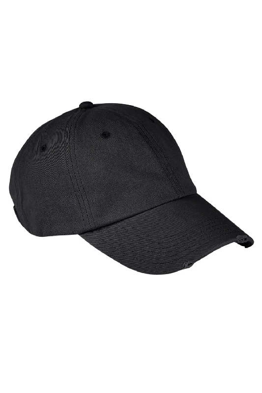 Mens hats for trail running-Authentic Pigment Mens Distressed Adjustable Hat - Black