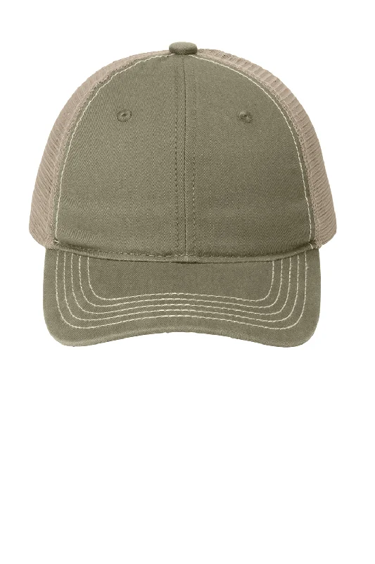 Mens hats for cold evenings-District Mens Adjustable Hat - Olive Green/Khaki Brown