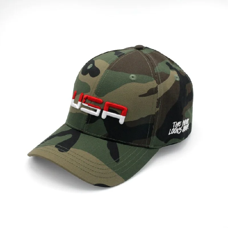 Beanies & Headbands with Soft Band-USA Retro Future Looks Bright Camo Snapback Hat