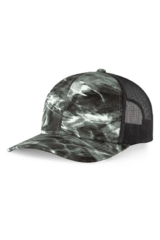 Mens hats with satin finish-Pacific Headwear Mens Snapback Trucker Mesh Hat - Black Tip/Light Charcoal Grey