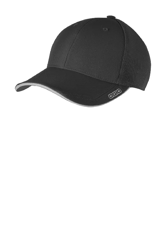 Mens hats with nature themes-Ogio Mens Endurance Moisture Wicking Stretch Fit Hat - Blacktop