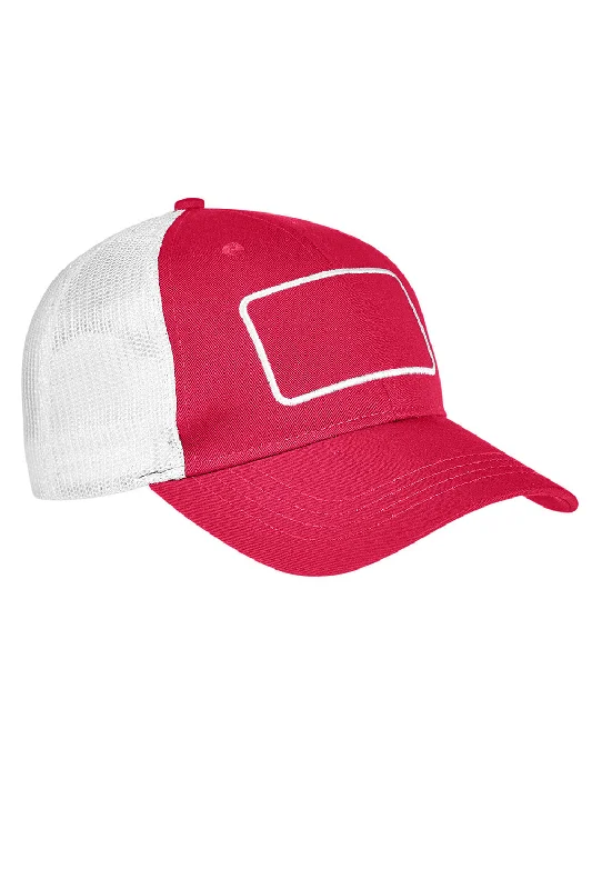 Mens hats for lounging-Big Accessories Mens Patch Adjustable Trucker Hat - Red/White/White