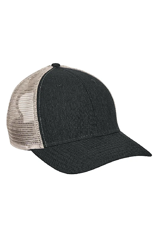 Mens hats with smooth texture-Big Accessories Mens Adjustable Trucker Hat - Black/Tan Brown