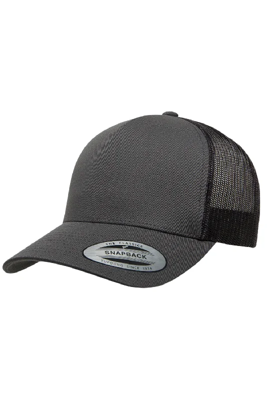 Mens hats for rainy nights-Yupoong Mens Adjustable Trucker Hat - Charcoal Grey