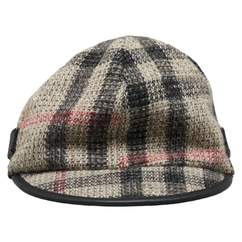 Wool hats for warm and stylish headgear-Burberry Wool Leather M Check Cap Hat