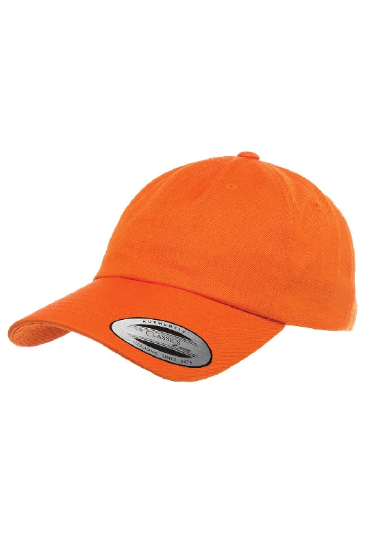 Mens hats with solid colors-Yupoong Mens Adjustable Hat - Orange