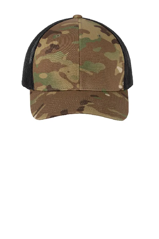 Mens hats for calm evenings-Sport-Tek Mens Adjustable Trucker Hat - Multicam