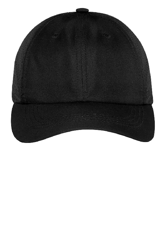 Mens hats with earthy tones-Port Authority Mens Moisture Wicking Adjustable Hat - Black