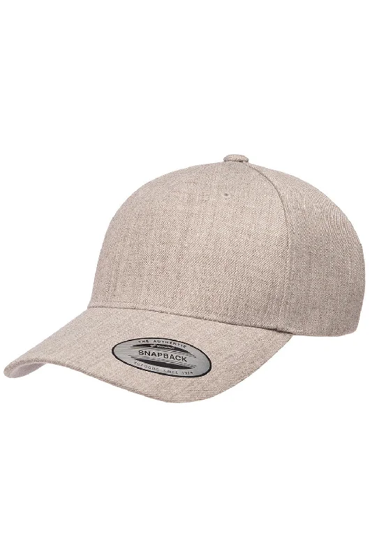 Mens hats for snow-Yupoong Mens Premium Snapback Hat - Heather Grey