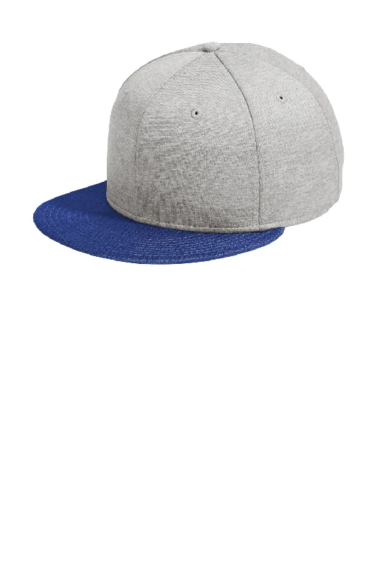 Mens hats for summer evenings-New Era Mens Shadow Heather Striped Flat Bill Snapback Hat - Heather Shadow Grey/Royal Blue