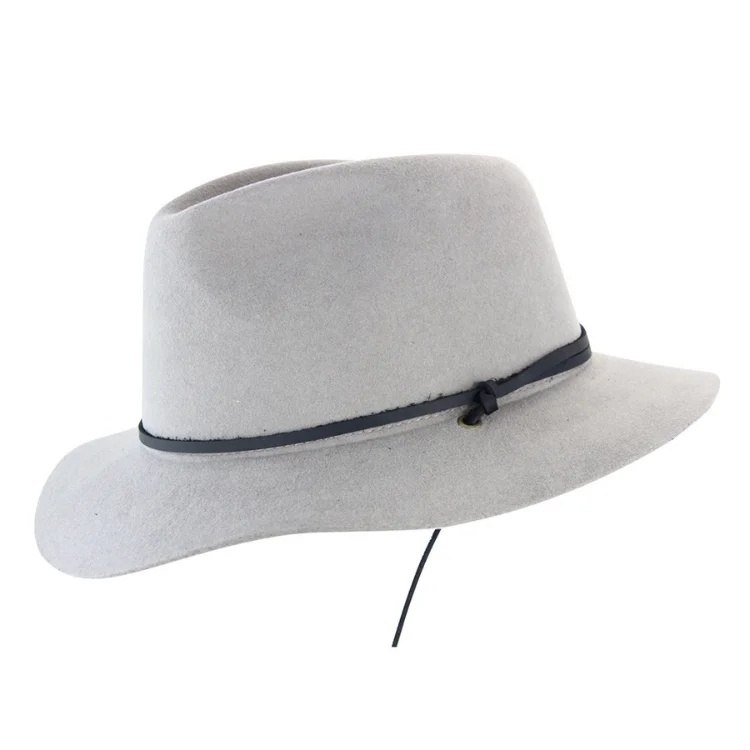 Beanies & Headbands for Snow Days-Jacaru Hats Poet Fedora - Light Grey