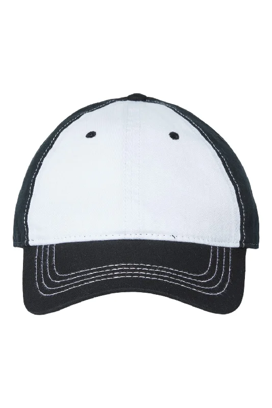 Mens hats for power walking-Cap America Mens Relaxed Adjustable Dad Hat - White/Black