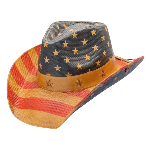 Beanies & Headbands for Street Style-California Hat Company - Vintage American Flag Cowboy Hat