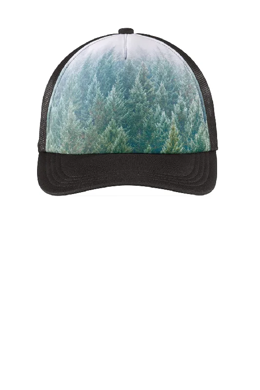 Mens hats for late nights-Port Authority Mens Real Photo Snapback Trucker Hat - Forest Green