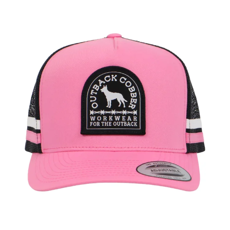 Beanies & Headbands for Roomy Fit-Outback Cobber Mitchell Trucker Cap - Pink/Black