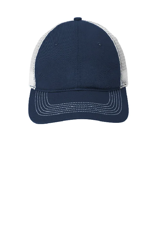 Mens hats for gym sessions-District Mens Adjustable Hat - New Navy Blue/White