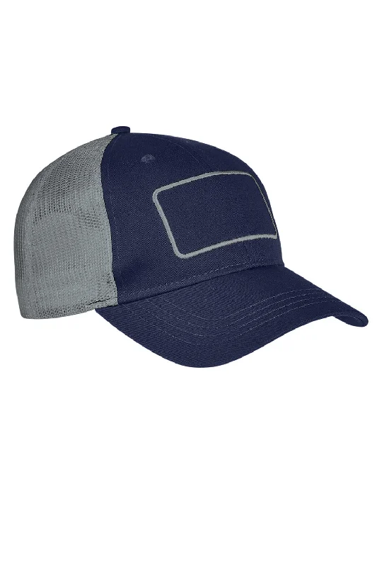 Mens hats for team sports-Big Accessories Mens Patch Adjustable Trucker Hat - Navy Blue/Grey/Grey