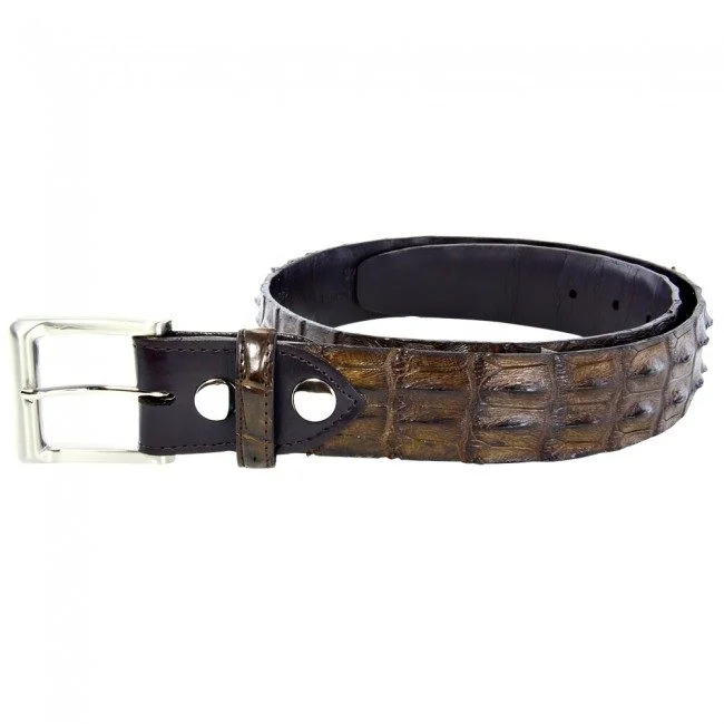 Beanies & Headbands with Modern Prints-Genuine Hornback Crocodile Belt 38.5mm - Brown