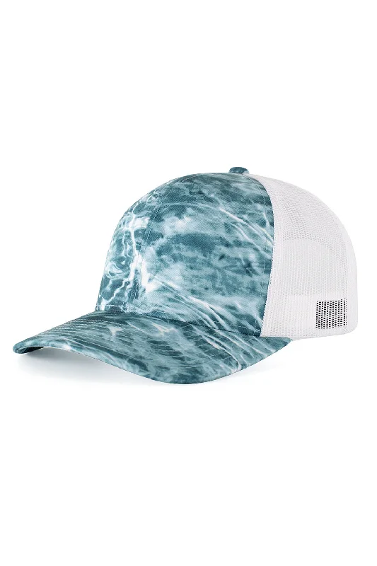 Mens hats with extra durability-Pacific Headwear Mens Snapback Trucker Mesh Hat - Spindrift/White