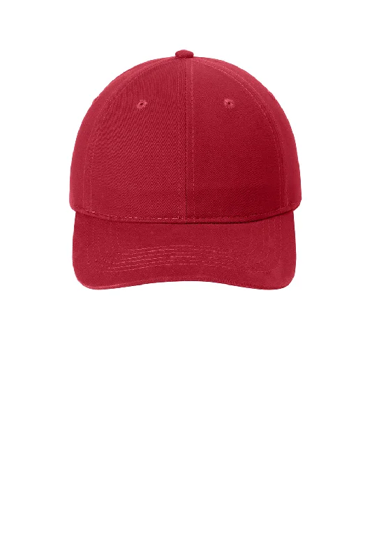 Mens hats with thick padding-Port & Company Mens Brushed Twill Adjustable Hat - Red